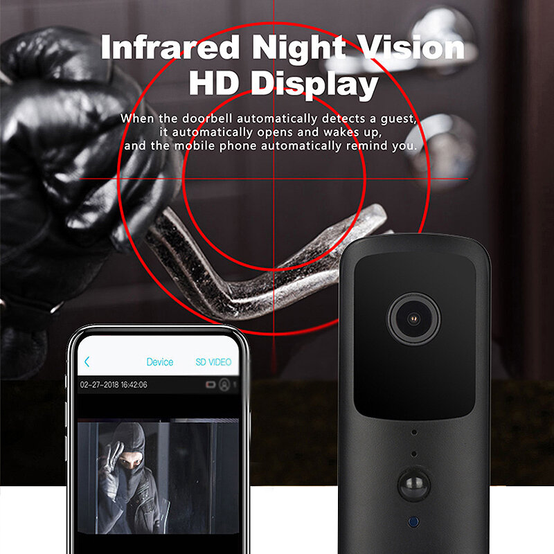 V30S Tuya WiFi Smart Video Doorbell Remote Phone Viewing Intercom IR Night Vision Wireless Home Monitoring Door Bell