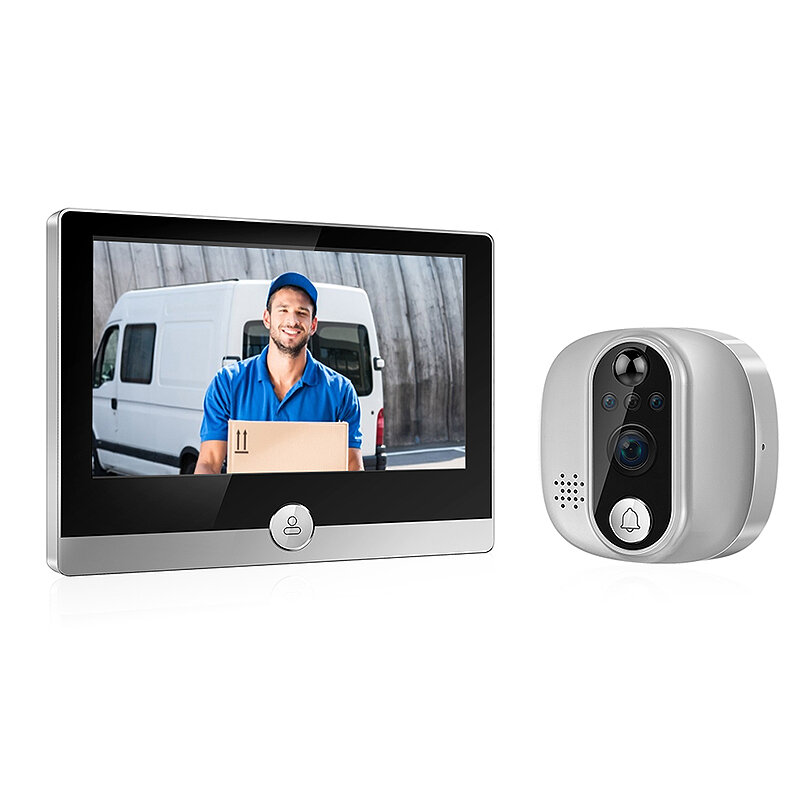 C85 Tuya Smart WiFi Video Doorbell 1080P Peephole Camera with 4.3 inch Display Support PIR Motion Detection Two-way Audio Home S