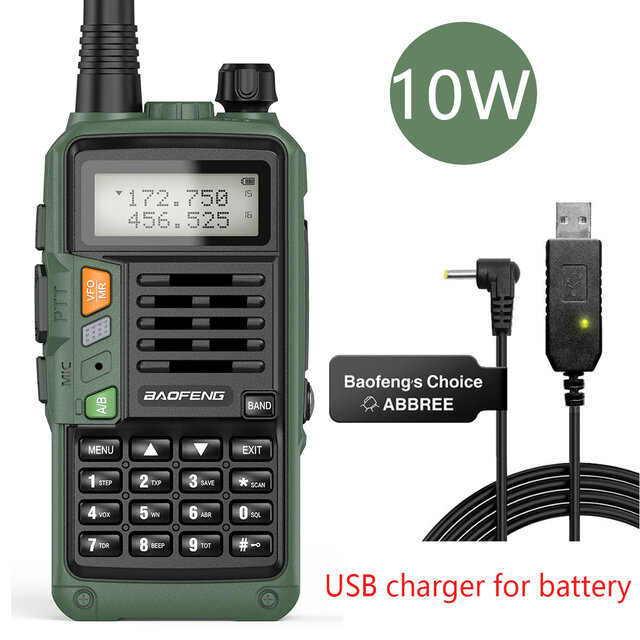 BAOFENG UV-S9 Plus Walkie Talkie Green Yellow Tri-Band 10W With USB Charger Powerful CB Radio Transceiver VHF UHF