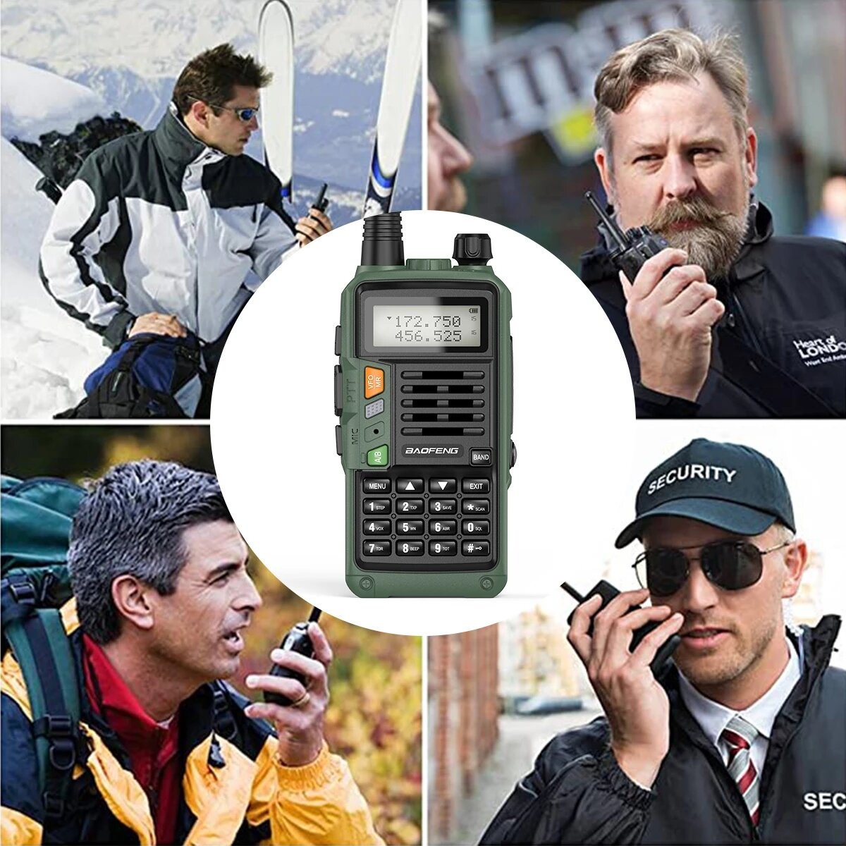 BAOFENG UV-S9 Plus Walkie Talkie Green Yellow Tri-Band 10W With USB Charger Powerful CB Radio Transceiver VHF UHF