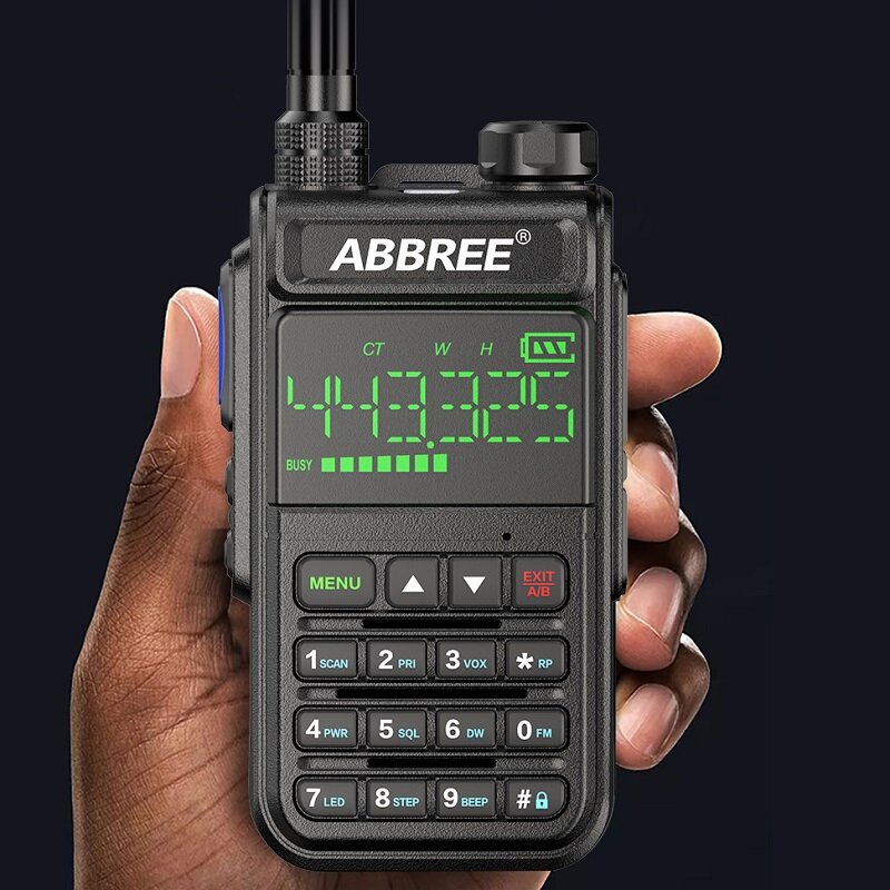 ABBREE AR-518 Full Bands Walkie Talkie 128 Channels LCD Color Screen Two Way Radio Air Band DTMF SOS Emergency Function