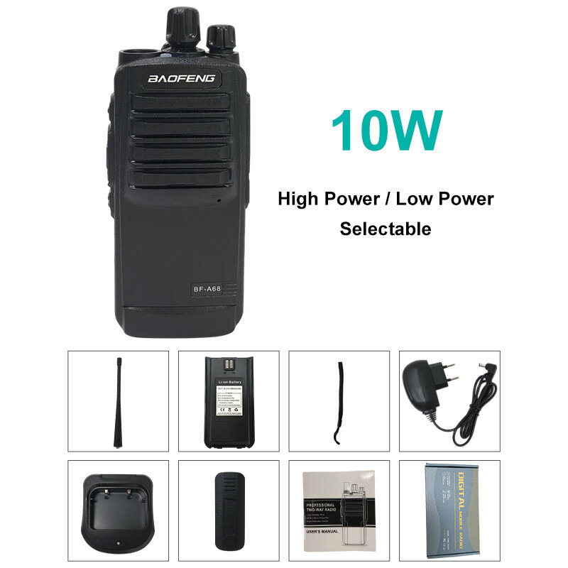 Baofeng BF-A68 10W High-power Walkie Talkie EU Plug 5800mAh Dustproof Anti-fall Portable Handheld Two Way Radio