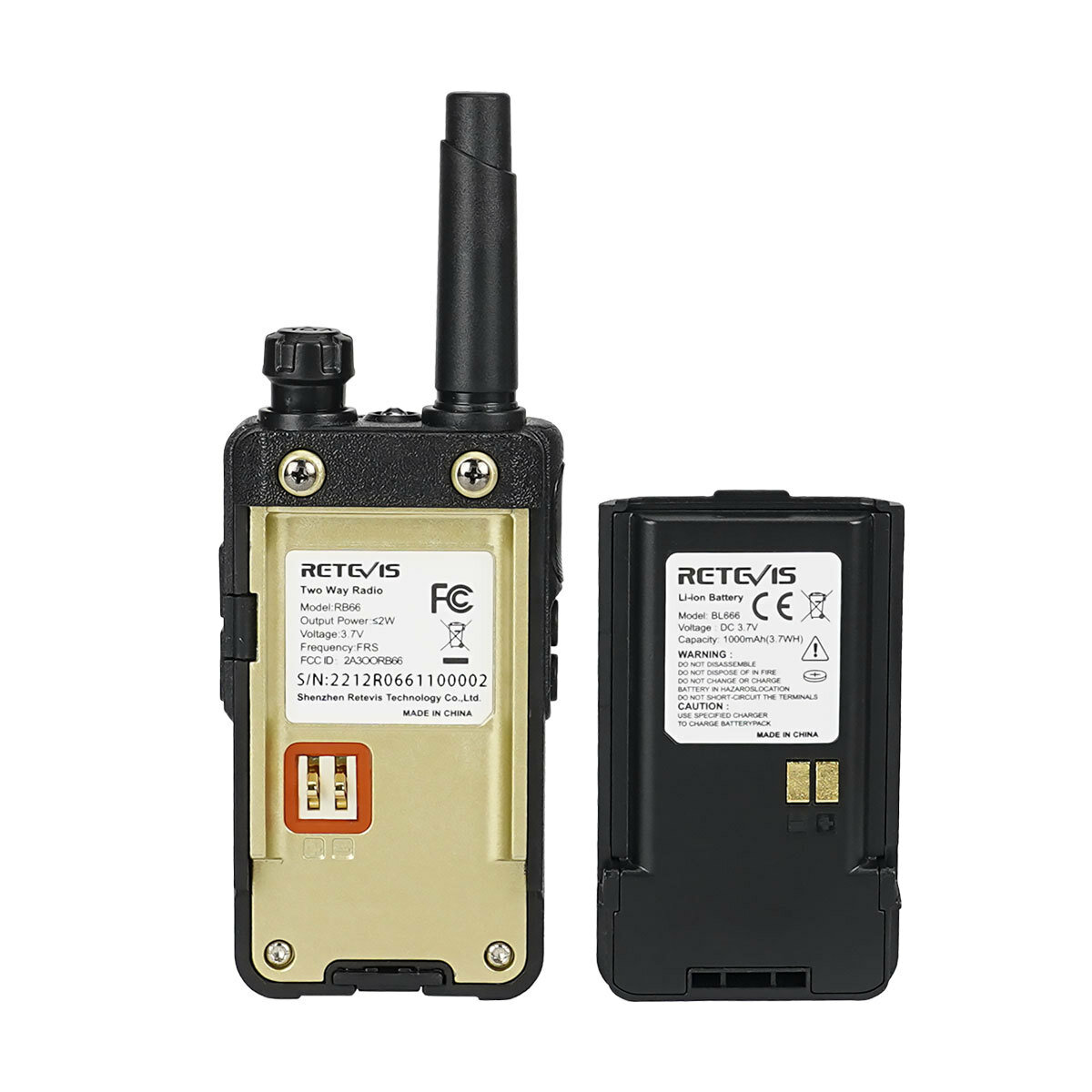 RETEVIS RB66 High-power Walkie Talkie PMR446 16 Channels 1000mAh Fast Charging Handheld Two Way Radio EU Plug