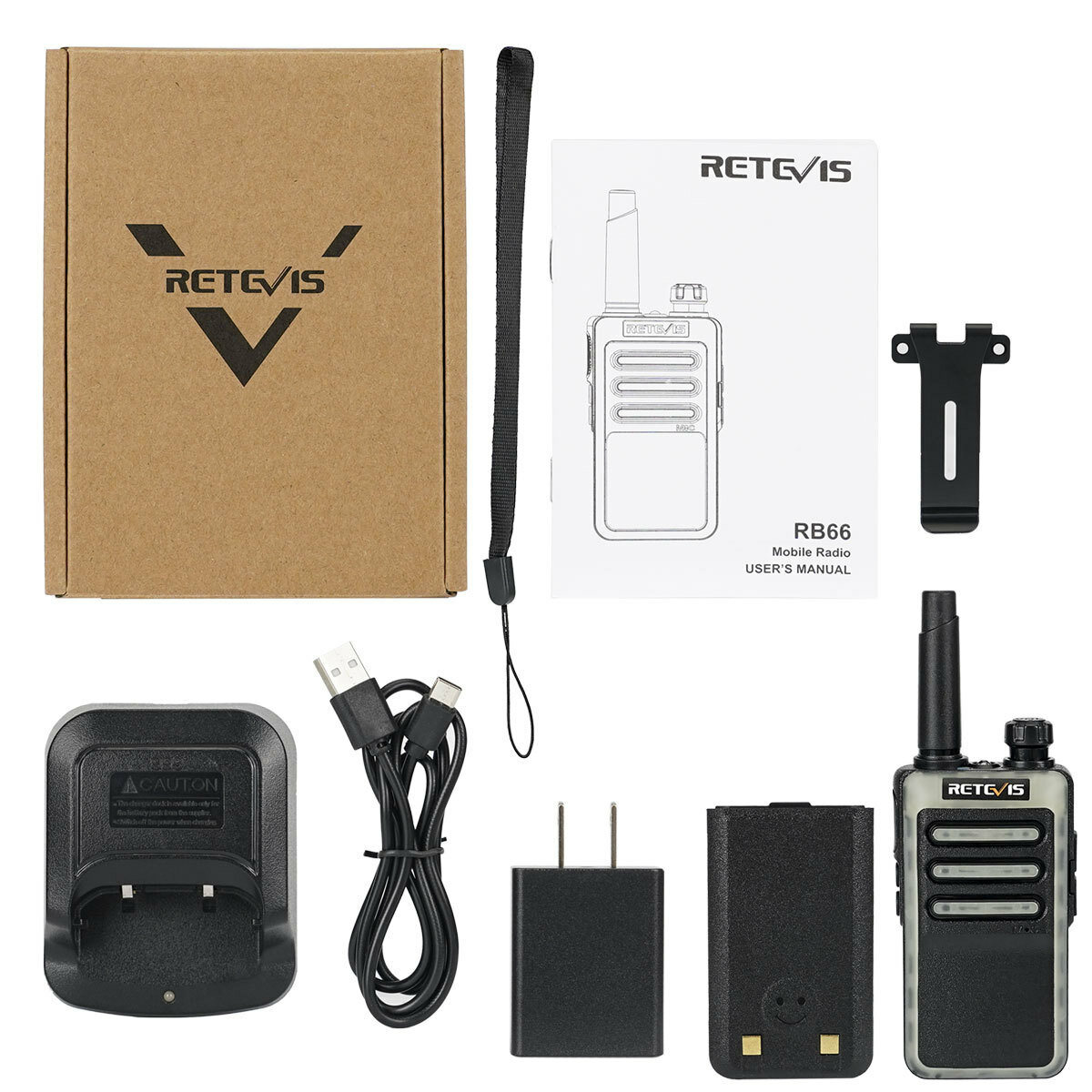 RETEVIS RB66 High-power Walkie Talkie PMR446 16 Channels 1000mAh Fast Charging Handheld Two Way Radio EU Plug