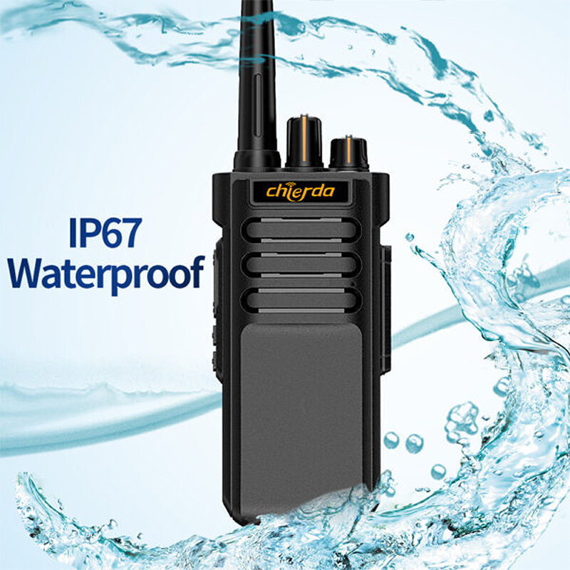 Chierda CD-A8 10W Long Range Walkie Talkie EU Plug IP67 Waterproof 2900mAh Battery Noise Reduction Handheld Two Way Radio Transc