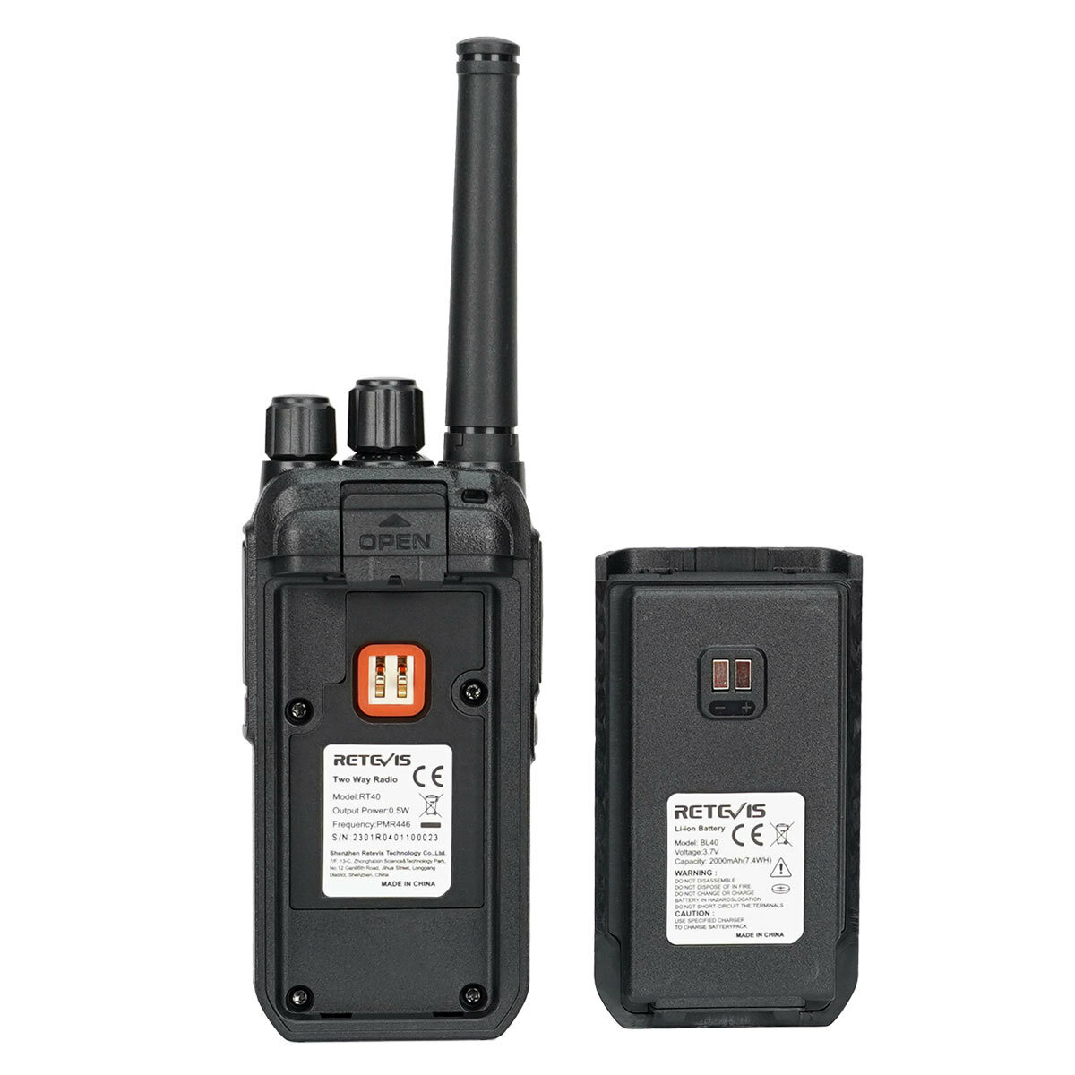 RETEVIS RT40 Digital License Free Machine PMR DMR 0.5W Type-C Charging Cable Two Way Radio 2000mAh Li-ion Battery Europe Version