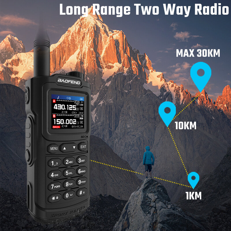 BAOFENG UV-20 Long Range UV Walkie Talkie with 1.77inch TFT HD LCD Display 1000 Channels Type-C IP54 Waterproof High Power Handh