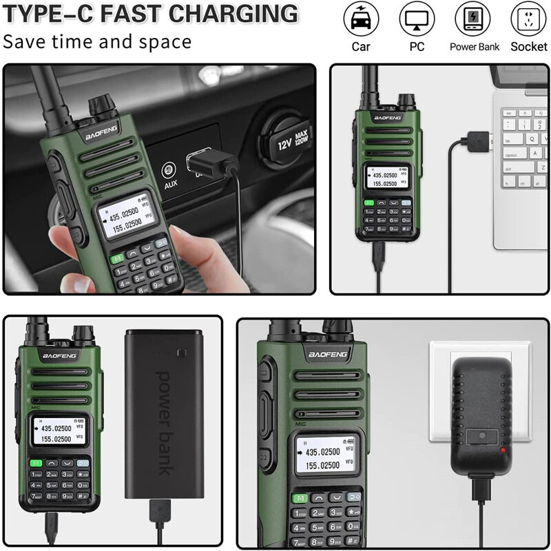 BAOFENG UV13Pro V2 Dual Band Walkie Talkie 999 Channels 1800mAh 16KM Long Range Type-C Charger Transceiver Ham Two Way Radio Eur