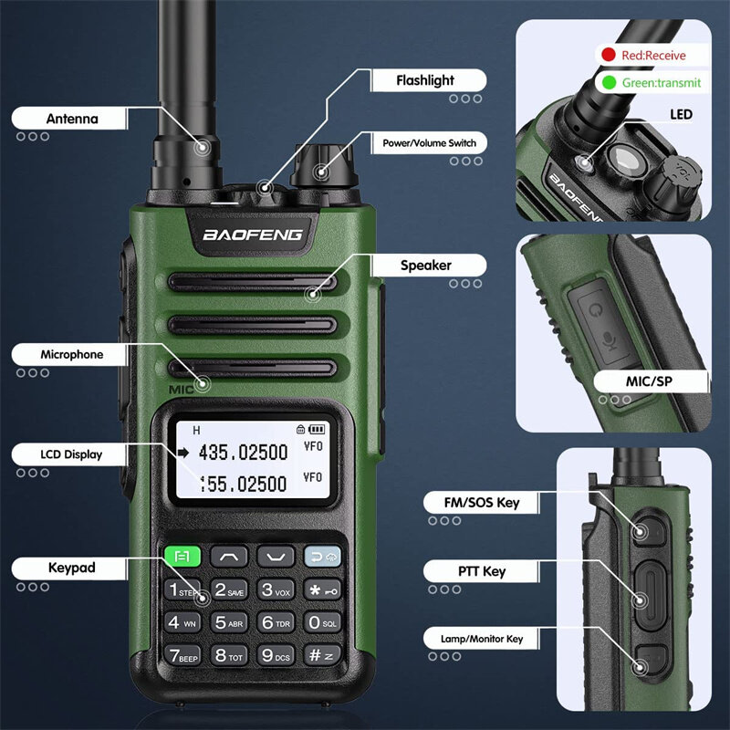 BAOFENG UV13Pro V2 Dual Band Walkie Talkie 999 Channels 1800mAh 16KM Long Range Type-C Charger Transceiver Ham Two Way Radio Eur