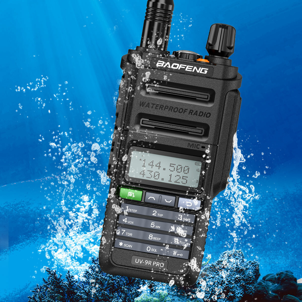 Baofeng UV-9R PRO V2 128 Channels High-Power Walkie Talkie UV Dual Band CB Ham Radio IP68 Waterproof 2800mAh Flashlight Two-way