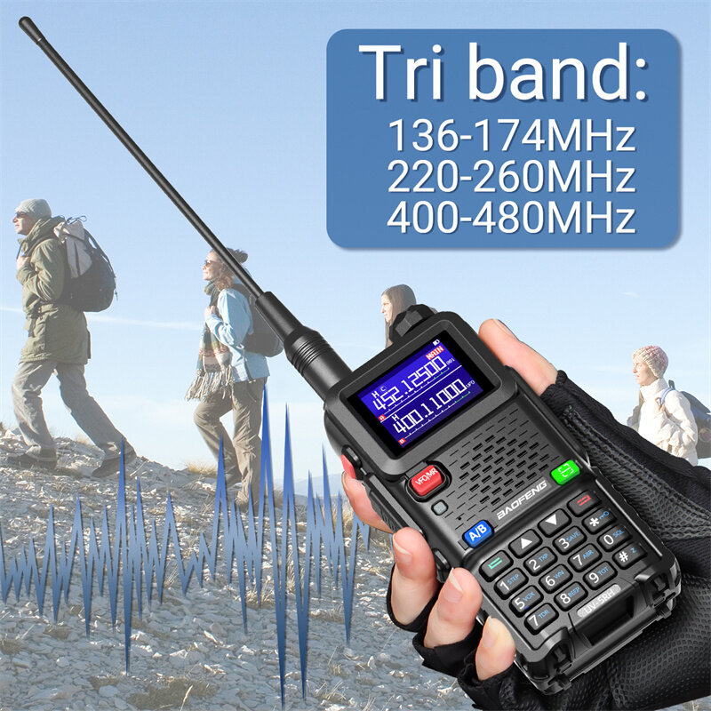 Baofeng UV-5RH 5W Tri-band EU Walkie Talkie 1.77inch Screen Large Range 2500mAh Type-C Rechargeable Handheld Two-way Radio with