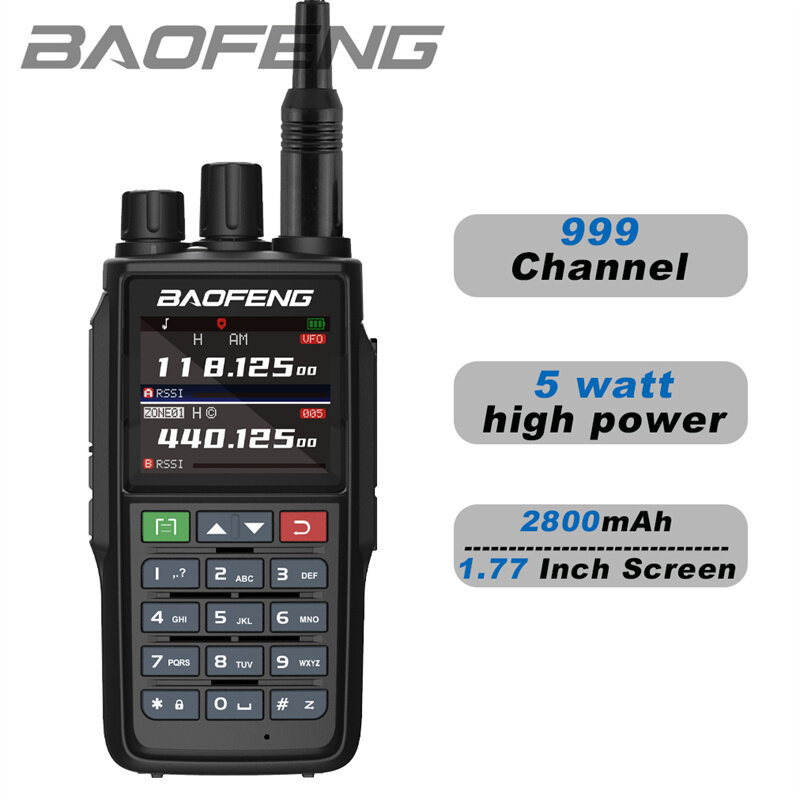 Baofeng UV-22L 5W Dual Band Walkie Talkie 1.77inch Screen 999 Channels 2800mAh NOAA Type-C Rechargeable Portable Amateur Radio H