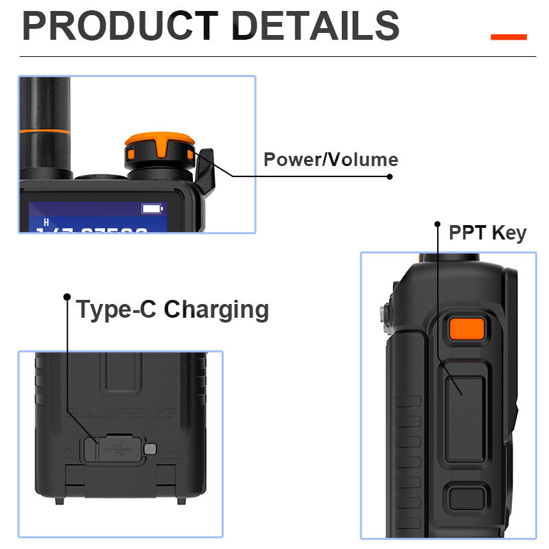 Baofeng K5 Plus Dual Band High Power Walkie Talkie Long Range 2500mAh Rechargeable NOAA Two-way Radio Portable Transceiver EU Pl