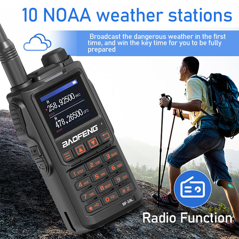 Baofeng BF-18L Tri-Band High Power Walkie Talkie Long Range Type-C Charging UHF VHF Wireless Frequency Ham Two Way Radio