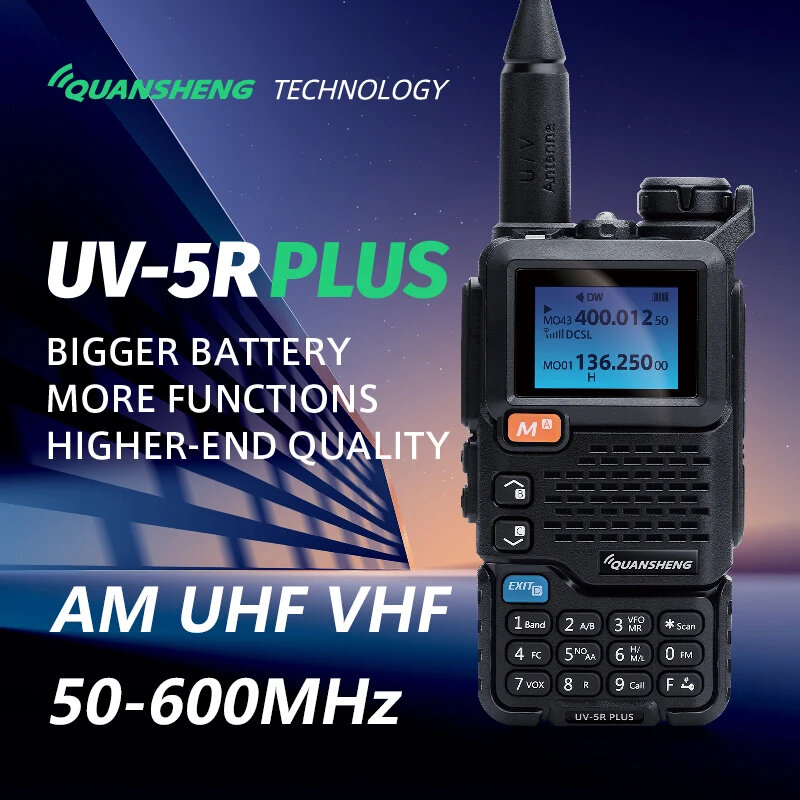 Quansheng UV-5R PLUS Walkie Talkie 5W Air Band Radio Charge UHF VHF DTMF FM Scrambler NOAA Wireless Frequency Two Way CB Radio