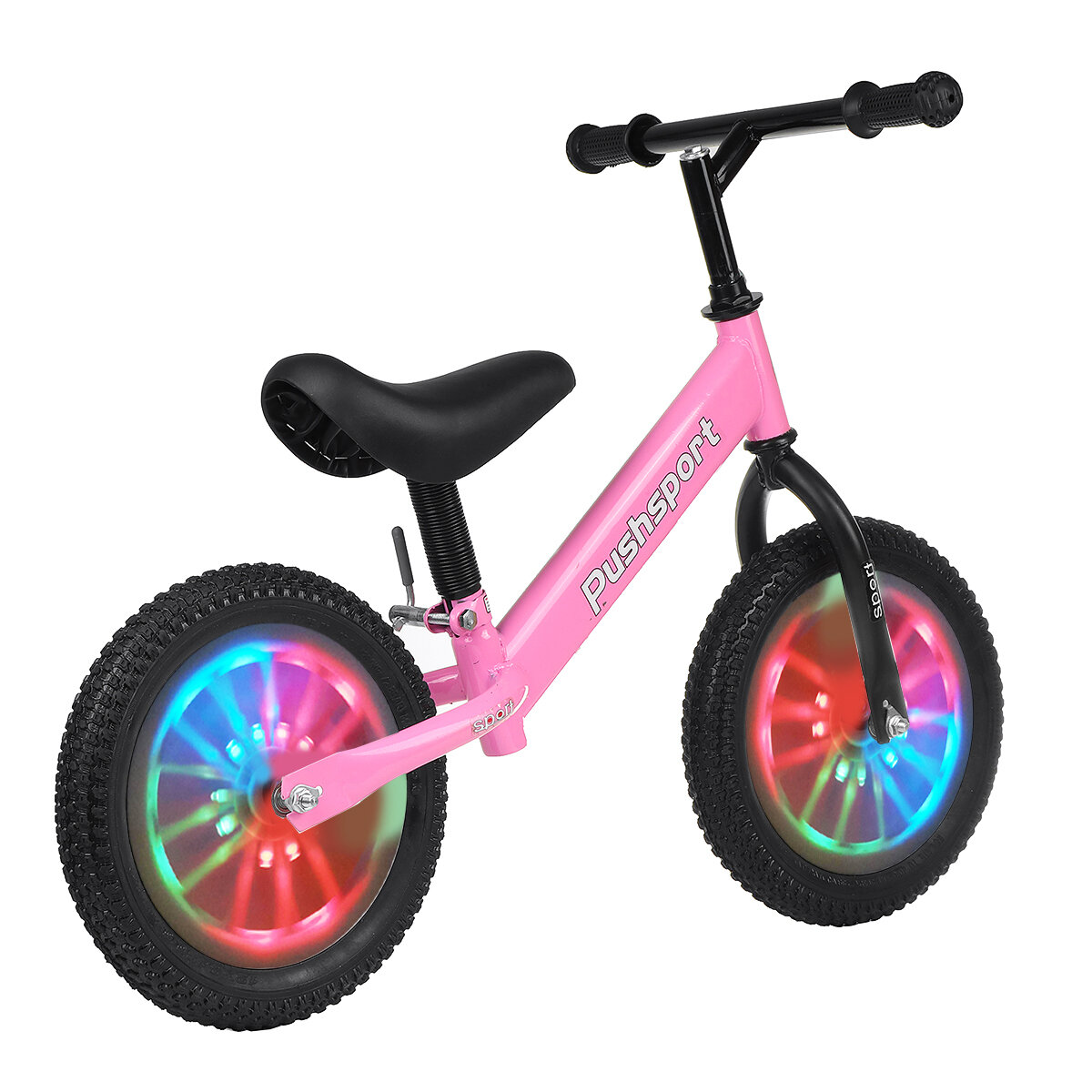 Kids Adjustable Height Flashing Balance Bikes Children Bicycle with Comfortable Cushions＆Non-slip Handles Wear-resistant＆Shock-a