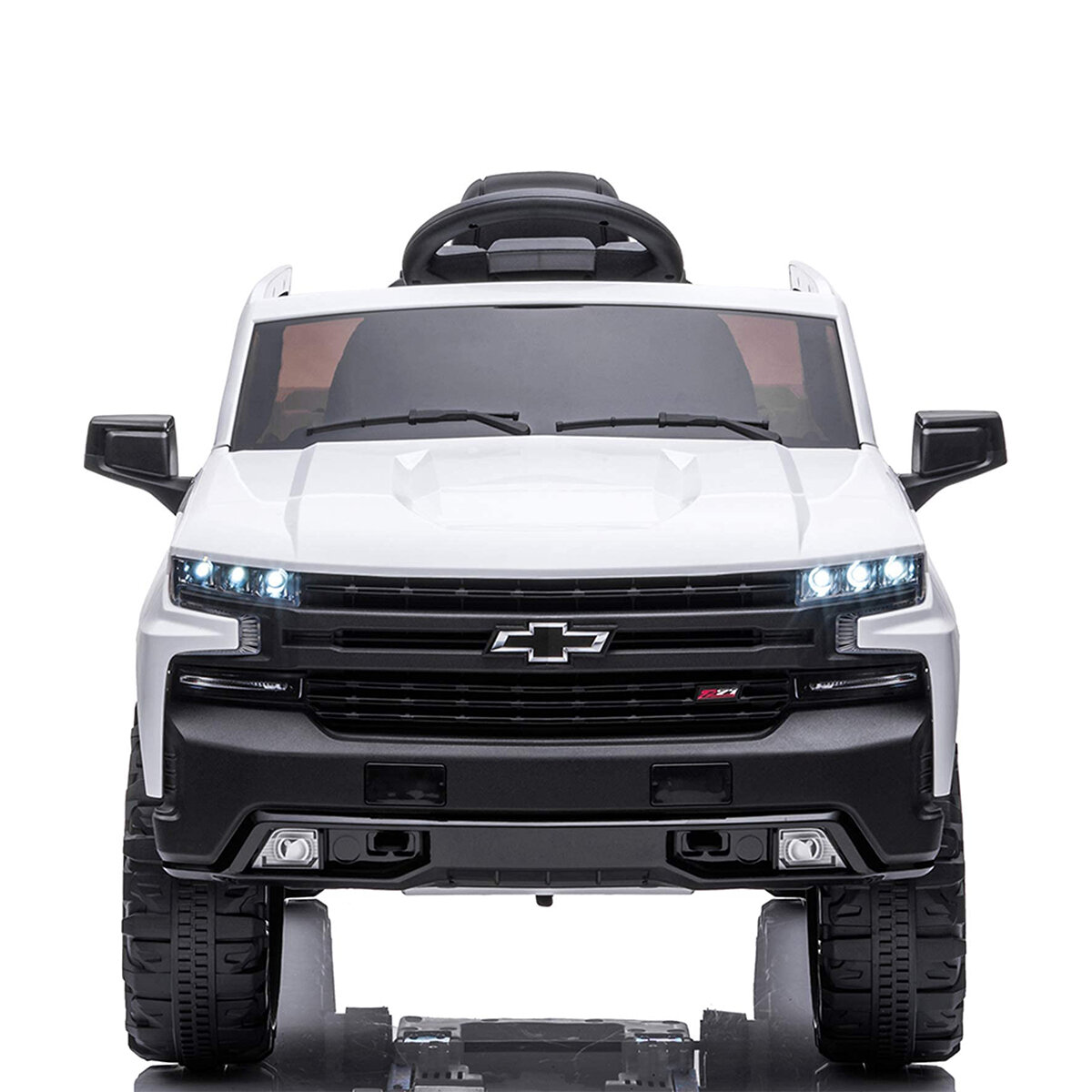 Funtok RS03 12V Powered Kids Electric Ride on Car Truck Chevrolet Silverado Official Licensed Safety Lock bluetooth Music LED Li