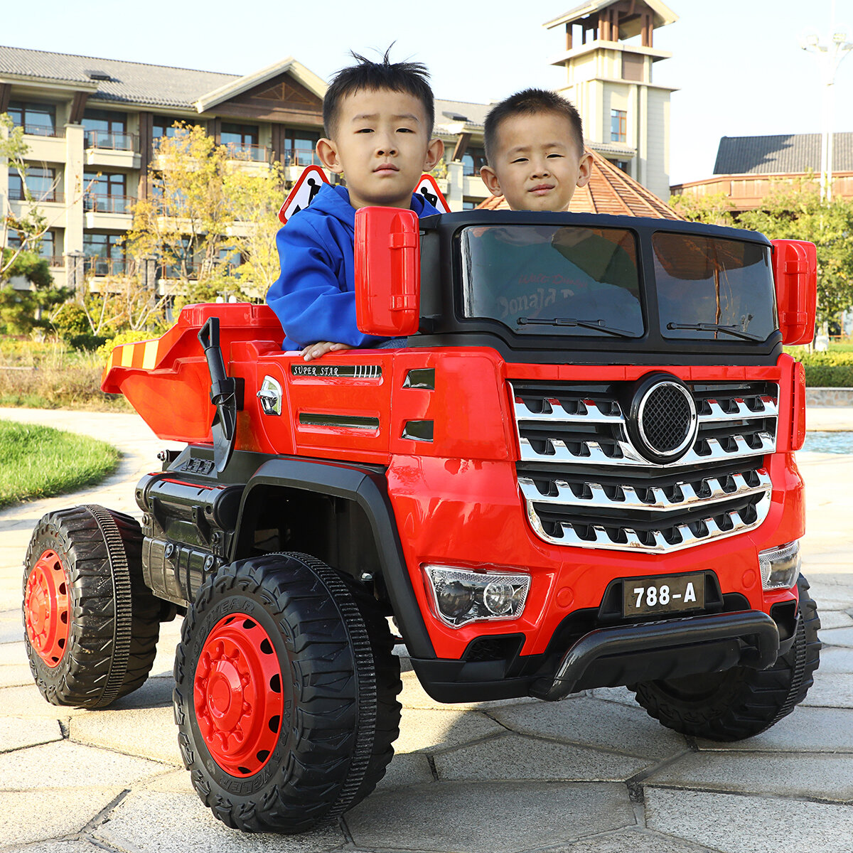 788-A 4WD 2 Seater Ride On for Kids Electric Car 390 Motor Plus 12.10 Battery Powered Four-wheel Drive Engineering Vehicle Ride