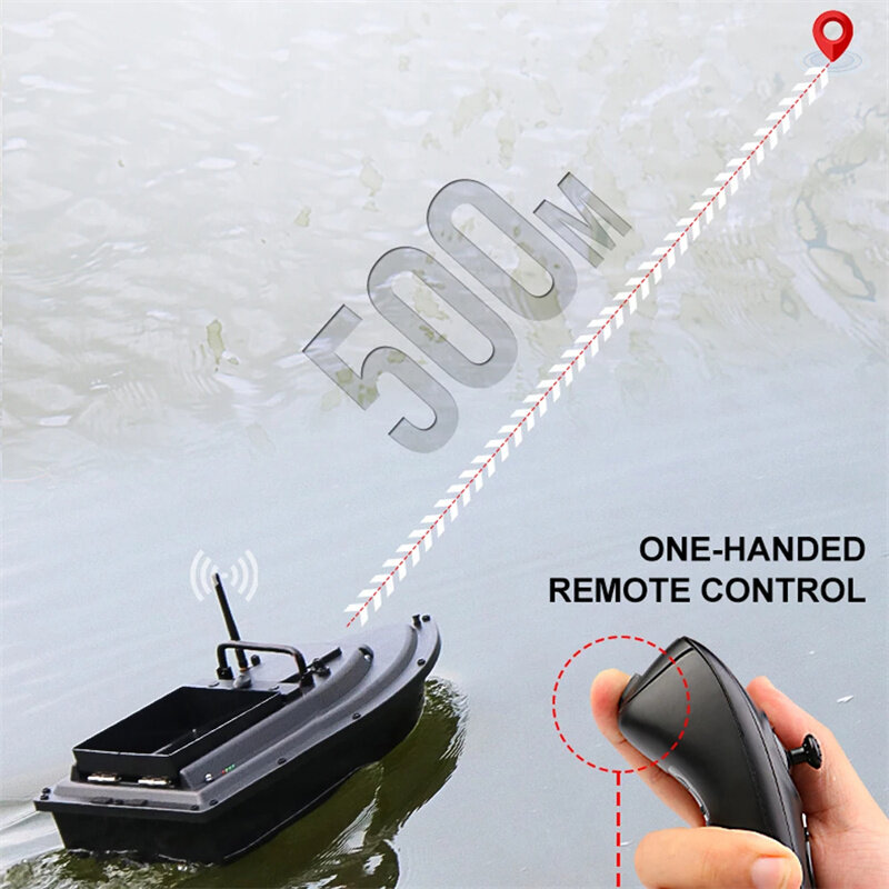 500M RC Fishing Bait Boat 1.5kg Large Capacity Loading Dual Motors 12000mAh Battery Level 7 Windproof with Night Light Outdoor B