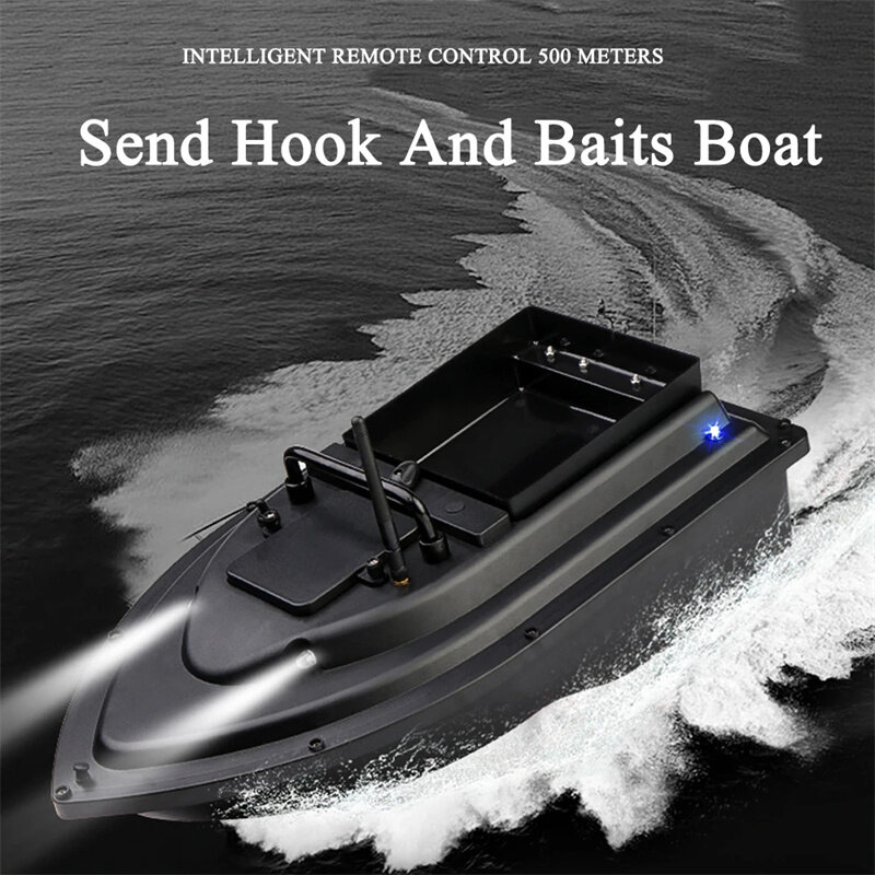 500M RC Fishing Bait Boat 1.5kg Large Capacity Loading Dual Motors 12000mAh Battery Level 7 Windproof with Night Light Outdoor B