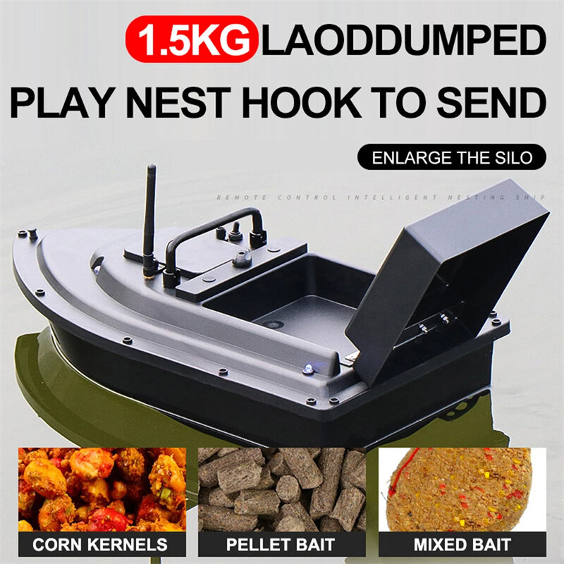 500M RC Fishing Bait Boat 1.5kg Large Capacity Loading Dual Motors 12000mAh Battery Level 7 Windproof with Night Light Outdoor B