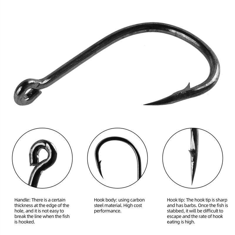 600pcs Fishing Hooks Set 10 Types High Carbon Steel Large Load-bearing Capacity Sharp Durable Barbed Fishhook Rock Fishing Equip