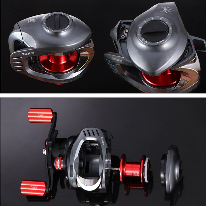 Baitcasting Reel 7.2:1 High Speed Gear Ratio 19BB Trolling Wheel Fresh/Saltwater 8kg Max Drag Double Line Spool Raft Coil