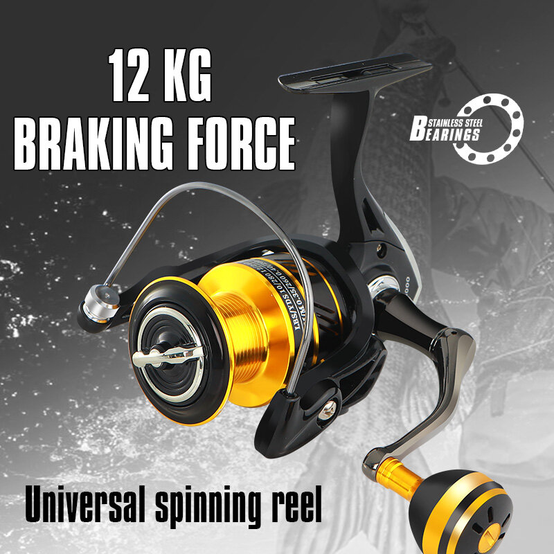 Spinning Metal Rod Fish Wheel 5.21 Gear Speed Ratio 12kg Braking Force Lightweight Sea Pole Lure Wheel for Outdoors Fishing Joy