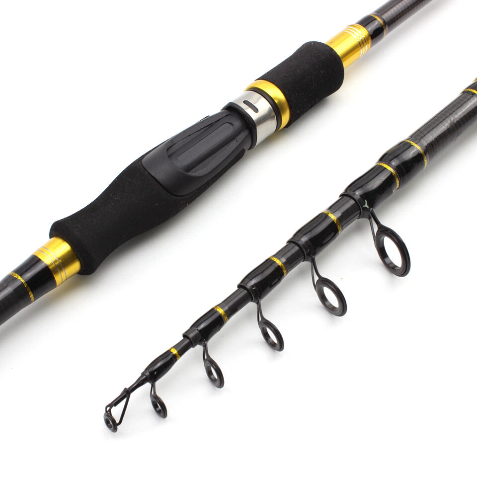 Ultra-light Carbon Spinning Lure Casting Rod Lure Telescopic Portable Fishing Rod for Baitcasting Reel