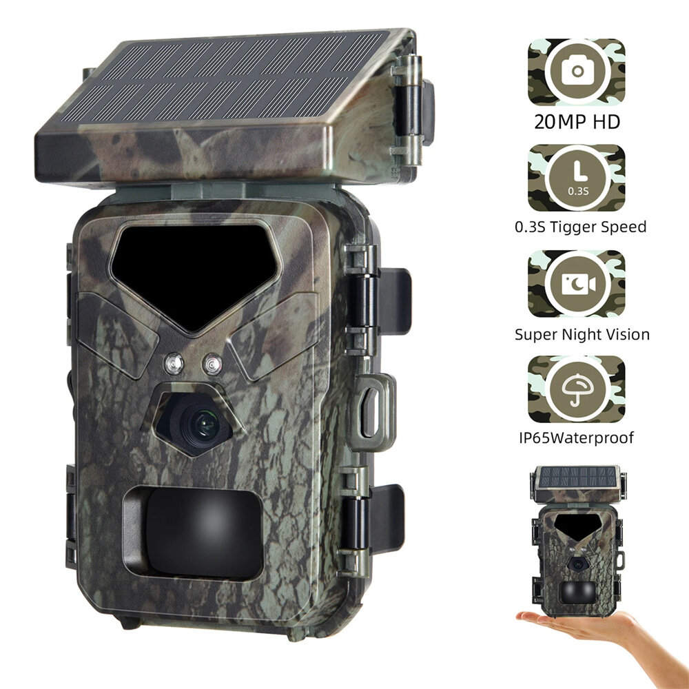 Mini700 Outdoor Solar Wild Camera 20MP 1080P HD Wild Animal Detect Trail Camera Monitoring Infrared Sensing Night Vision