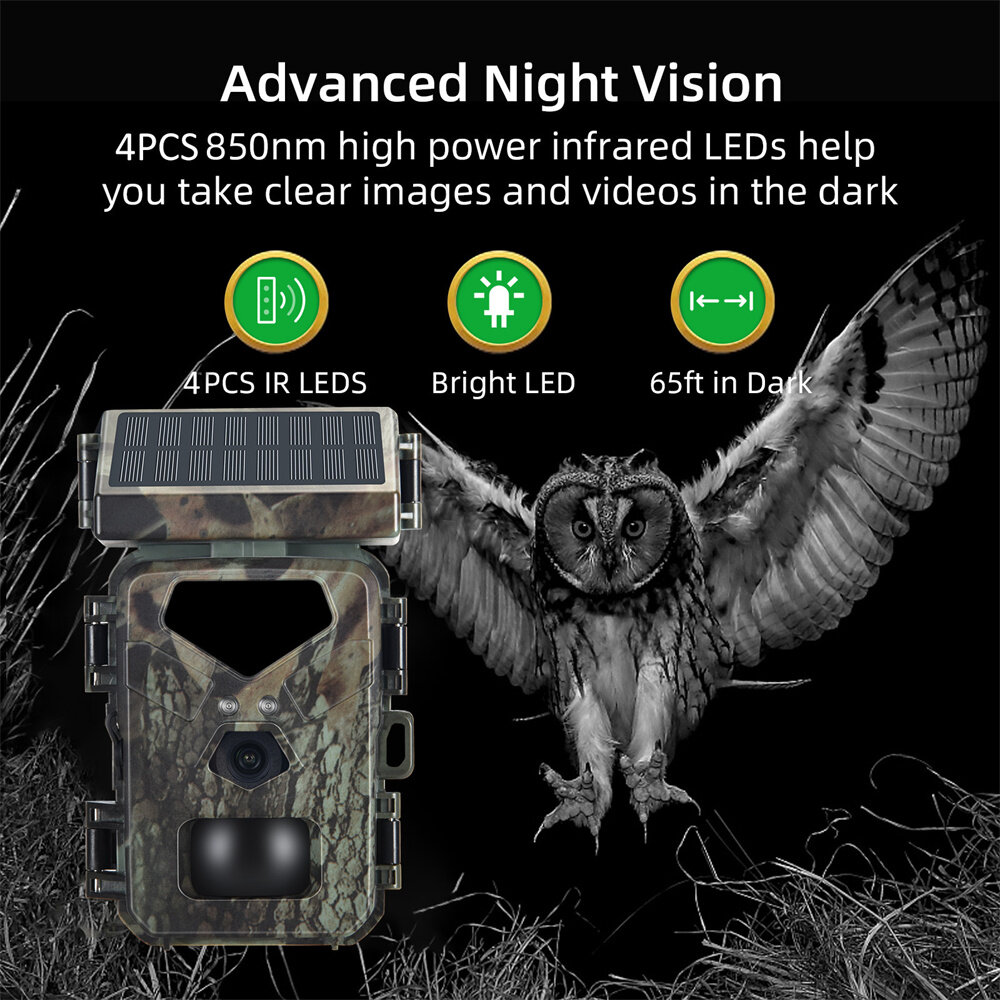 Mini700 Outdoor Solar Wild Camera 20MP 1080P HD Wild Animal Detect Trail Camera Monitoring Infrared Sensing Night Vision