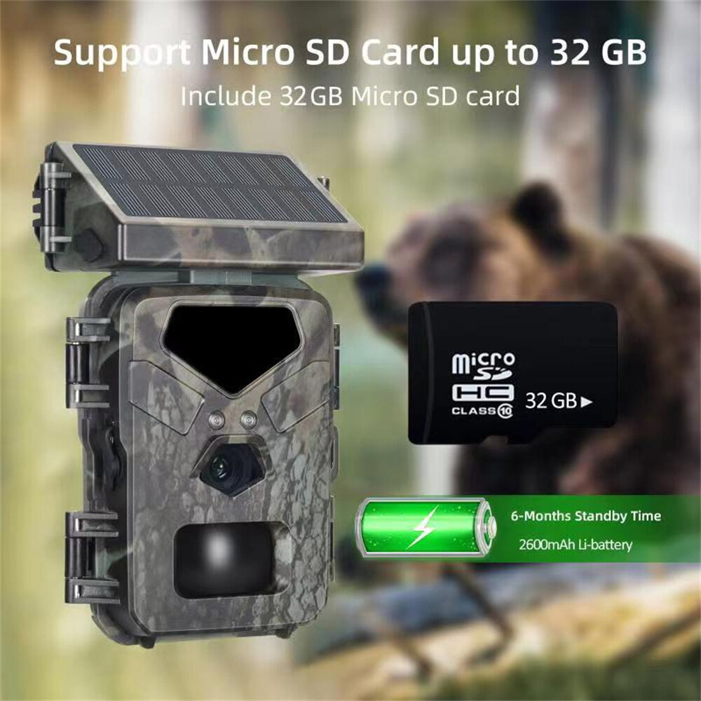 Mini700 Outdoor Solar Wild Camera 20MP 1080P HD Wild Animal Detect Trail Camera Monitoring Infrared Sensing Night Vision