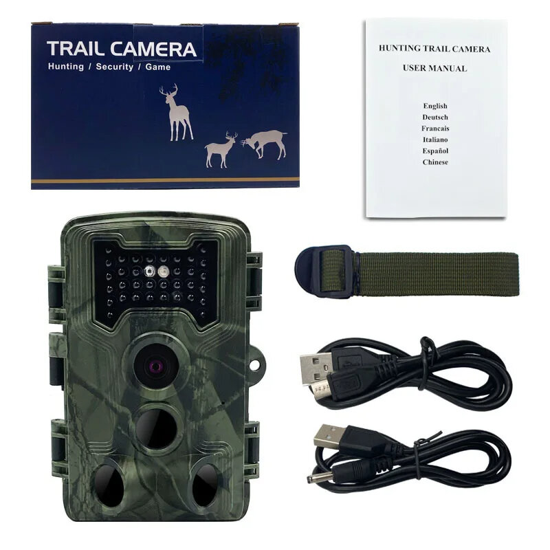 PR1000 Trail Hunting Cameras 36MP 1080P Resolution 2.0 inch Screen IP66 Waterproof 20m PIR Vision Distance for Outdoors Wildlife