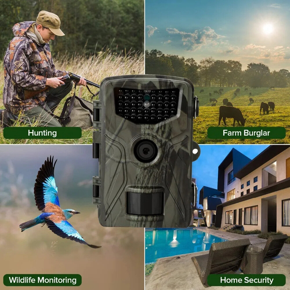 HC804A 20MP Wildlife Trail Hunting Camera FHD 1080P Video IP65 Waterproof 20m PIR Night Distance for Outdoors Photography