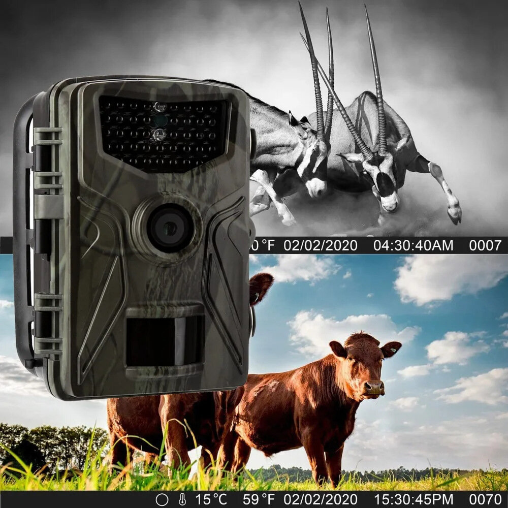 HC804A 20MP Wildlife Trail Hunting Camera FHD 1080P Video IP65 Waterproof 20m PIR Night Distance for Outdoors Photography