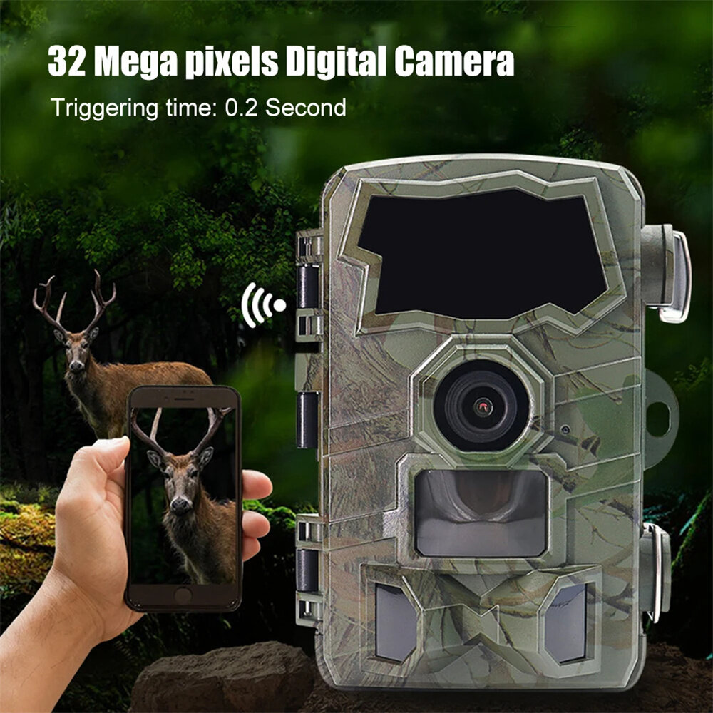 HC888 WIFI Wildlife Trail Hunting Camera 32MP Pixels 4K HD Video Recording IP66 Waterproof 30m Night Distance Phone Connection f