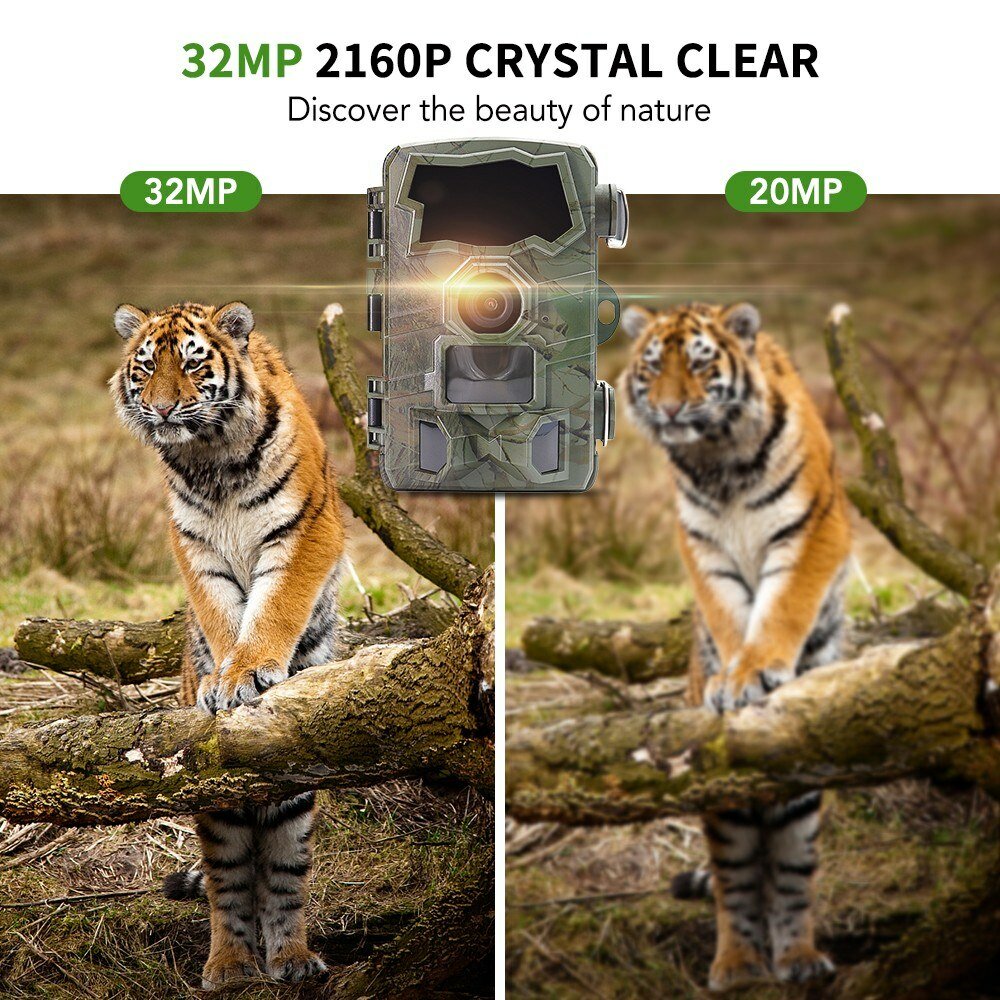 HC888 WIFI Wildlife Trail Hunting Camera 32MP Pixels 4K HD Video Recording IP66 Waterproof 30m Night Distance Phone Connection f