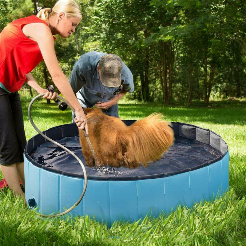 120x30cm Large Capacity Dog Pet Bathing Tub Bath Bucket Folding Basin Shower Room Kids Swimming Pool Tub