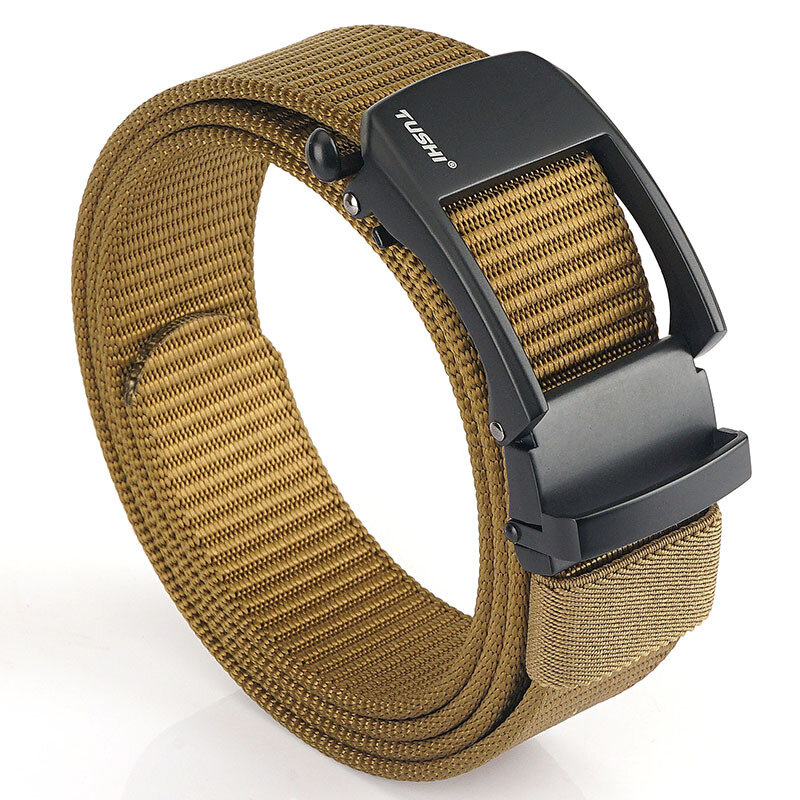 TUSHI 120cm Men's Military Tactical Nylon Belt Adjustable Wear-resistant Lightweight Waist Belt Buckle Canvas Belt Casual Sports