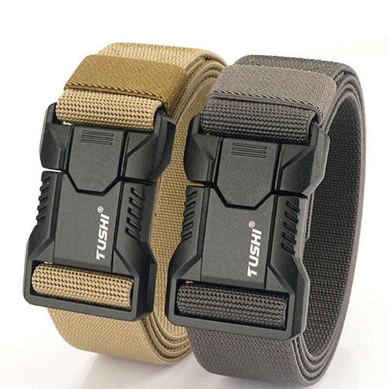 TUSHI 125cm Tactical Nylon Belt Adjustable Quick Release Wear-resistant Lightweight Waist Belt Aluminum Alloy Buckle Canvas Belt