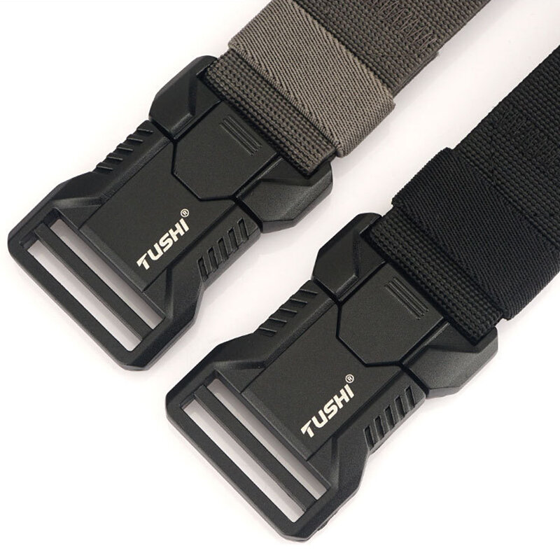 TUSHI 125cm Tactical Nylon Belt Adjustable Quick Release Wear-resistant Lightweight Waist Belt Aluminum Alloy Buckle Canvas Belt