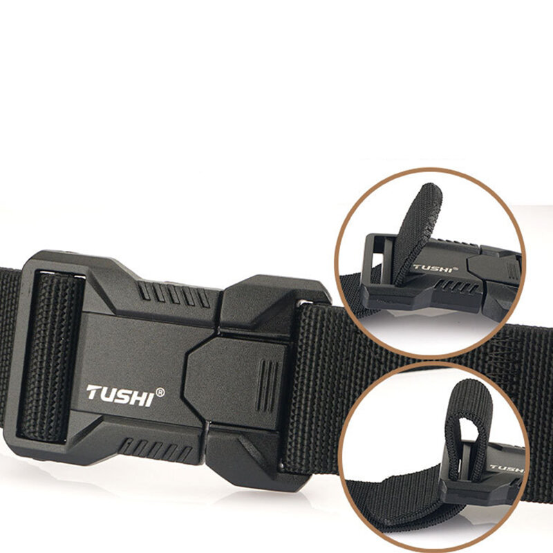 TUSHI 125cm Tactical Nylon Belt Adjustable Quick Release Wear-resistant Lightweight Waist Belt Aluminum Alloy Buckle Canvas Belt