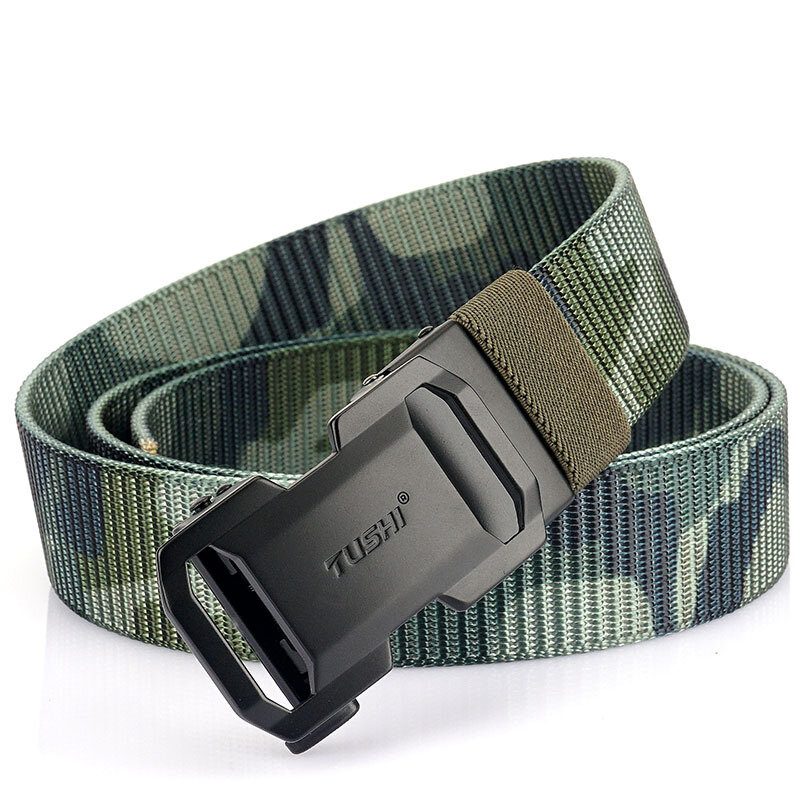 TUSHI 120cm Military Tactical Belt Tight Sturdy Nylon Heavy Duty Hard Self-buckle Belt for Outdoor Camping Hiking Adventure