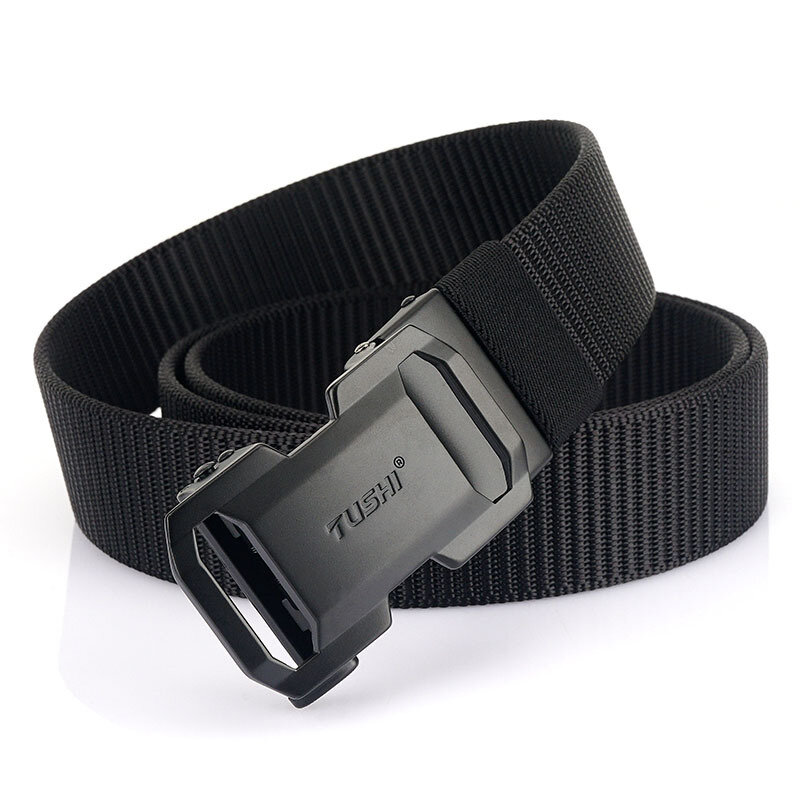 TUSHI 120cm Military Tactical Belt Tight Sturdy Nylon Heavy Duty Hard Self-buckle Belt for Outdoor Camping Hiking Adventure