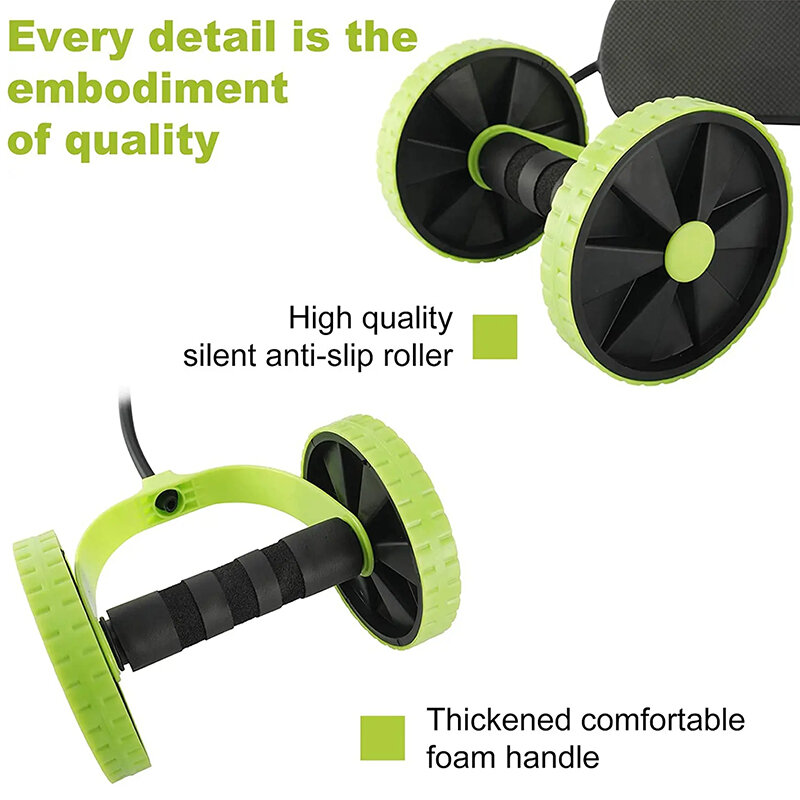 Multifunctional Folding Abdominal Wheel Mute Adjustable Auxiliary Rope Five Levels of Strength Available AB Roller for Body Shap