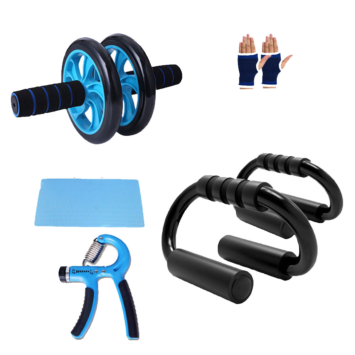 Home Strength Training Fitness Set Abdominal Wheel Roller Push Up Stand Fitness Gloves Hand Gripper Jumping Rope