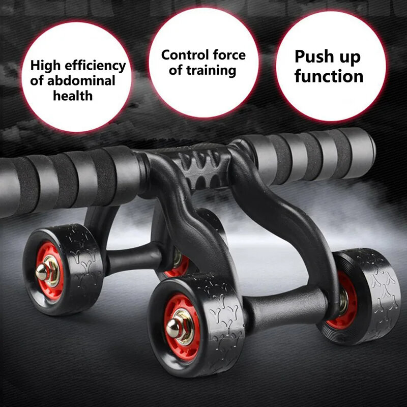 Four Whee lAbdominal Roller Push up Home Fitness Equipment Wear-resistant Anti-slip 500kg Weight Capacity Body Arm Waist Muscle