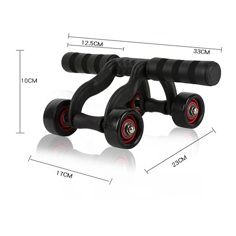 Four Whee lAbdominal Roller Push up Home Fitness Equipment Wear-resistant Anti-slip 500kg Weight Capacity Body Arm Waist Muscle