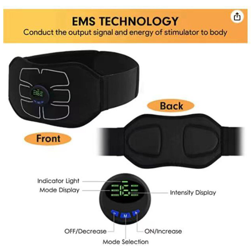 Electric ABS Abdominal Belt Smart Body Massager Portable Lightweight Lazy Muscle Training Fitness Equipment for Home Gym