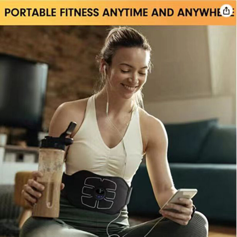 Electric ABS Abdominal Belt Smart Body Massager Portable Lightweight Lazy Muscle Training Fitness Equipment for Home Gym